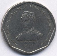 Монета Доминиканская республика 25 песо 2010 год - Грегорио Луперон