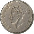 Гонконг 50 центов 1951 год (рубчатый гурт с желобом внутри)