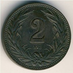 Венгрия 2 филлера 1908 год