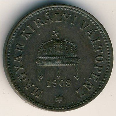 Венгрия 2 филлера 1908 год