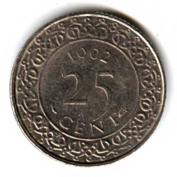 Монета Суринам 25 центов 1962 год