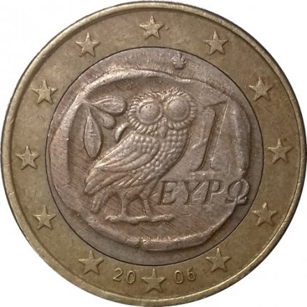 Греция 1 евро 2006 год - Сова