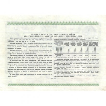 Облигация 50 рублей 1950 год Пятый государственный заем восстановления и развития народного хозяйства СССР - VF+