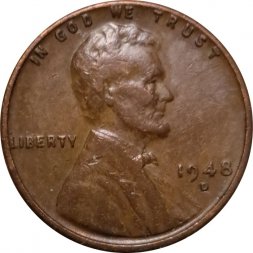 США 1 цент 1948 год - Линкольн (D)