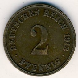 Германия 2 пфеннига 1913 год