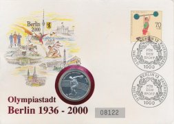 Ниуэ 10 долларов 1991 год - Метание диска (в конверте с маркой)