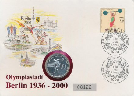 Ниуэ 10 долларов 1991 год - Метание диска (в конверте с маркой)