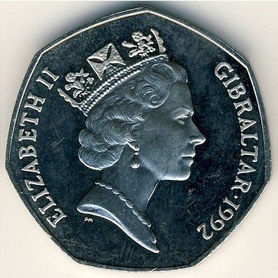 Гибралтар 50 пенсов 1992 год