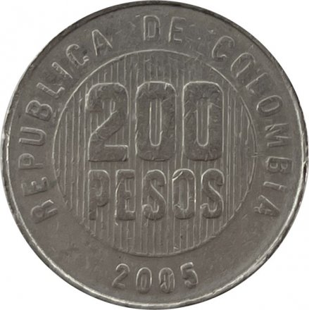 Колумбия 200 песо 2005 год - Крест культуры Кимбая