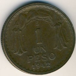 Чили 1 песо 1942 год