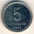Аргентина 5 сентаво 1993 год (медно-никелевый сплав)