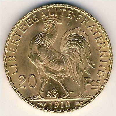 Франция 20 франков 1910 год