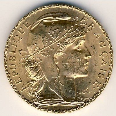 Франция 20 франков 1910 год
