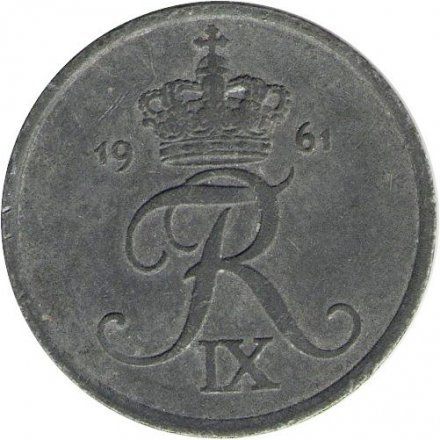 Дания 2 эре 1961 год - Король Фредерик IX