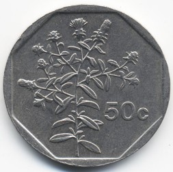 Монета Мальта 50 центов 2001 год - Флора