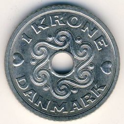 Дания 1 крона 1990 год