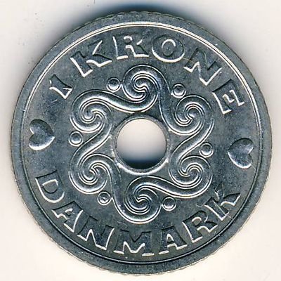 Дания 1 крона 1990 год