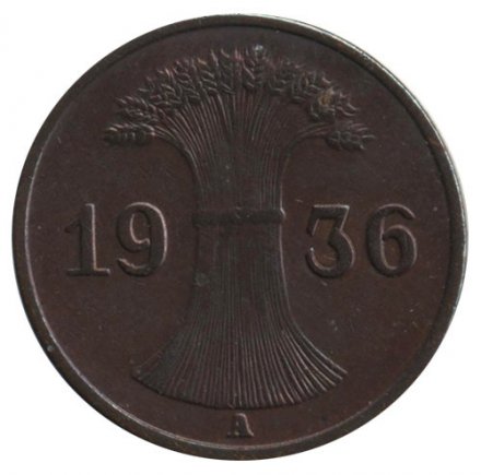 Веймарская республика 1 рейхспфенниг 1936 год (A)