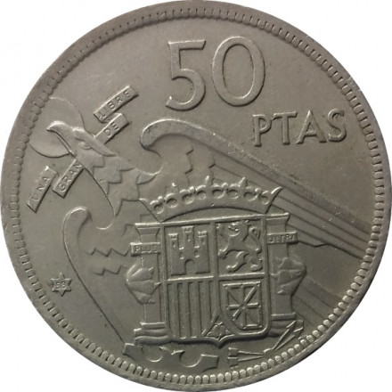 Испания 50 песет 1957 год - Франсиско Франко (58 внутри звезды)