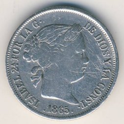Испания 40 сентимо 1865 год