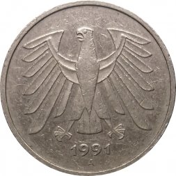 Германия 5 марок 1991 год (A)