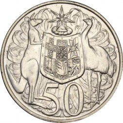 Австралия 50 центов 1966 год - Кенгуру и страус