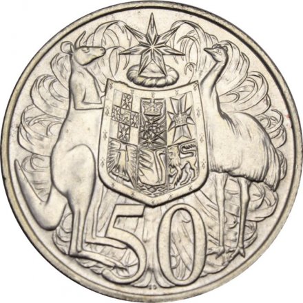 Австралия 50 центов 1966 год - Кенгуру и страус