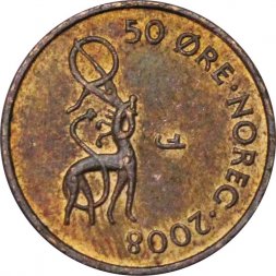 Норвегия 50 эре 2008 год