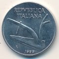Италия 10 лир 1999 год