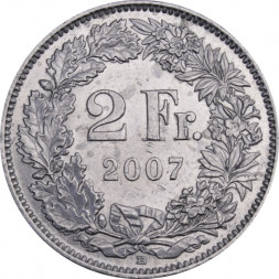 Швейцария 2 франка 2007 год