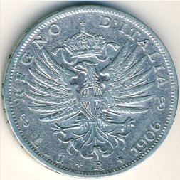 Италия 1 лира 1906 год