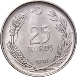 Турция 25 куруш 1970 год