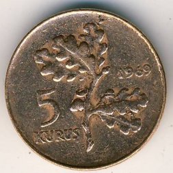 Турция 5 куруш 1969 год