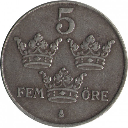 Швеция 5 эре 1947 год - Король Густав V