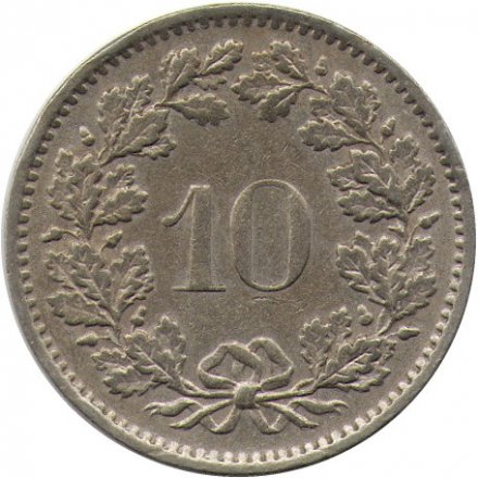 Швейцария 10 раппенов 1970 год