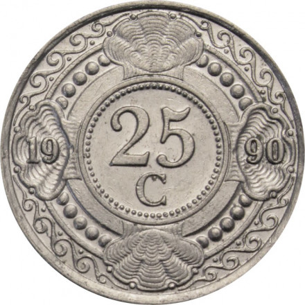 Антильские острова 25 центов 1990 год
