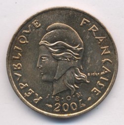 Монета Французская Полинезия 100 франков 2004 год