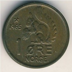 Норвегия 1 эре 1965 год