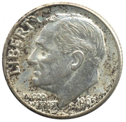 США 1 дайм (10 центов) 1963 год - Рузвельт (D)