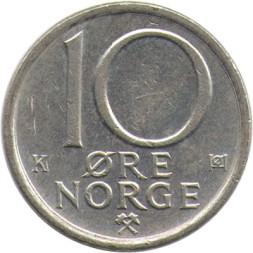 Норвегия 10 эре 1985 год - Король Улаф V