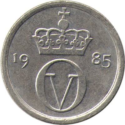 Норвегия 10 эре 1985 год - Король Улаф V