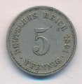 Германия 5 пфеннигов 1891 год (A)