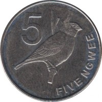 Монета Замбия 5 нгве 2012 год - Замбези-индигобид