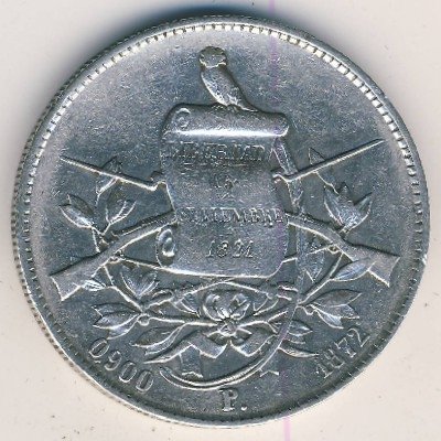 Гватемала 1 песо 1872 год