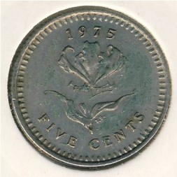 Монета Родезия 5 центов 1975 год