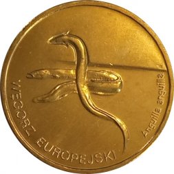 Польша 2 злотых 2003 год - Речной угорь