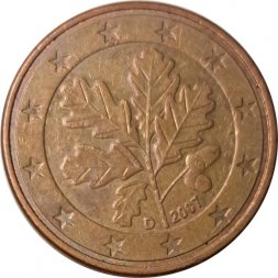 Германия 5 евроцентов 2007 год (D)
