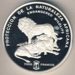 Монета Экваториальная Гвинея 7000 франков 1992 год