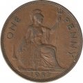 Великобритания 1 пенни 1937 год - Король Георг VI