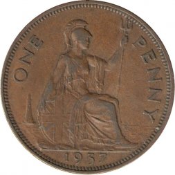 Великобритания 1 пенни 1937 год - Король Георг VI